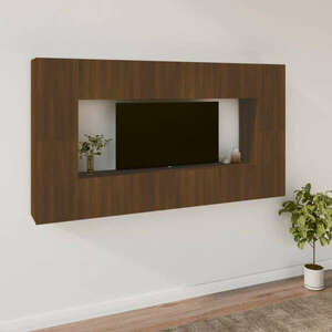 vidaXL 8 részes barna tölgy színű szerelt fa TV-szekrényszett kép