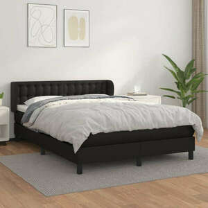 vidaXL fekete műbőr rugós ágy matraccal 140 x 200 cm kép