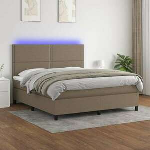 vidaXL tópszínű szövet rugós és LED-es ágy matraccal 180 x 200 cm kép