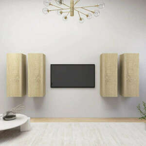 vidaXL 4 db sonoma-tölgyszínű forgácslap TV-szekrény 30, 5 x 30 x 90 cm kép