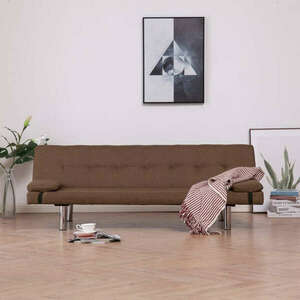 vidaXL barna poliészter kanapéágy két párnával kép