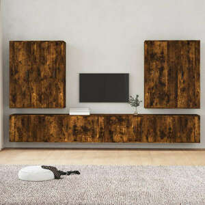 vidaXL 8 részes füstös tölgy színű szerelt fa TV-szekrényszett kép