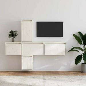 vidaXL 5 darab fehér tömör fenyőfa TV-szekrény kép