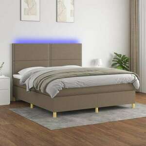 vidaXL tópszínű szövet rugós és LED-es ágy matraccal 160x200 cm kép