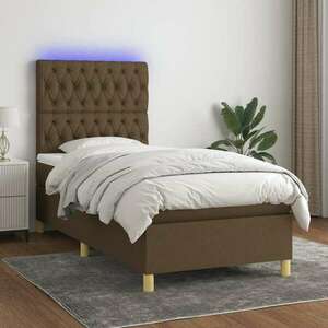 vidaXL barna szövet rugós és LED-es ágy matraccal 90x190 cm kép