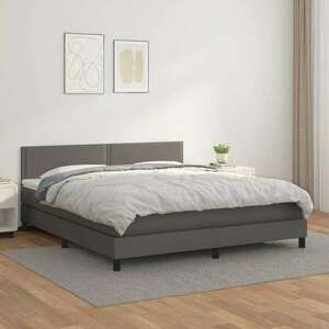 vidaXL szürke műbőr rugós ágy matraccal 180 x 200 cm kép