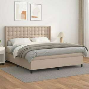 vidaXL cappuccino színű műbőr rugós ágy matraccal 160 x 200 cm kép