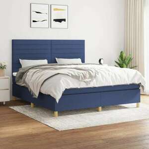 vidaXL kék szövet rugós ágy matraccal 160 x 200 cm kép