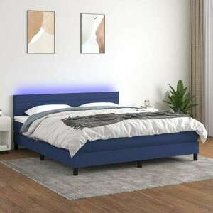 vidaXL kék szövet rugós és LED-es ágy matraccal 180 x 200 cm kép