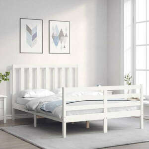vidaXL fehér tömör fa ágykeret fejtámlával 120 x 200 cm kép