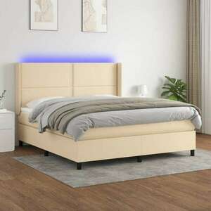 vidaXL krémszínű szövet rugós és LED-es ágy matraccal 160x200 cm kép