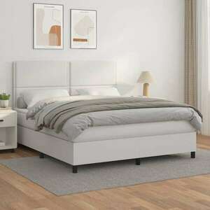 vidaXL fehér műbőr rugós ágy matraccal 160 x 200 cm kép