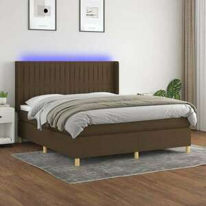 vidaXL barna szövet rugós és LED-es ágy matraccal 180 x 200 cm kép