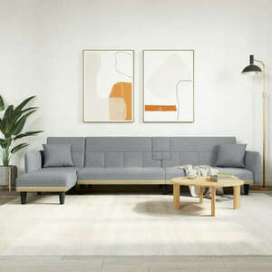 vidaXL világosszürke L-alakú szövet kanapéágy 275x140x70 cm kép