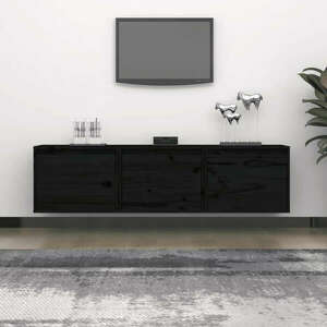 vidaXL 3 darab fekete tömör fenyőfa TV-szekrény kép