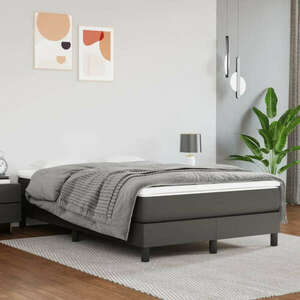 vidaXL szürke műbőr rugós ágy matraccal 120 x 200 cm kép