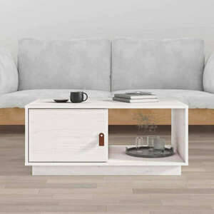 vidaXL fehér tömör fenyőfa dohányzóasztal 80 x 50 x 35, 5 cm kép