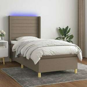 vidaXL tópszínű szövet rugós és LED-es ágy matraccal 80 x 200 cm kép