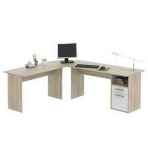 Sarok számítógépasztal, sonoma tölgyfa/fehér, MAURUS NEW MA11 kép