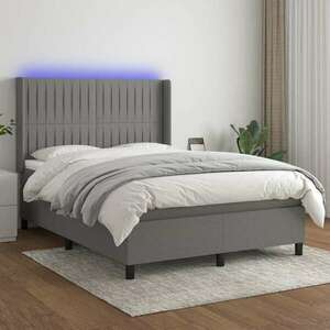vidaXL sötétszürke szövet rugós és LED-es ágy matraccal 140x190 cm kép