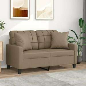 vidaXL 2 személyes cappuccino színű műbőr kanapé díszpárnákkal 120 cm kép
