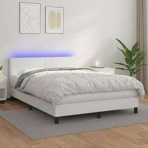 vidaXL fehér műbőr rugós ágy matraccal és LED-del 140x190 cm kép