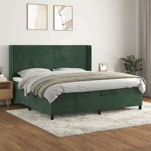vidaXL sötétzöld bársony rugós ágy matraccal 200x200 cm kép