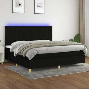 vidaXL fekete szövet rugós és LED-es ágy matraccal 200x200 cm kép