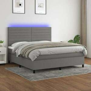 vidaXL sötétszürke szövet rugós és LED-es ágy matraccal 160x200 cm kép