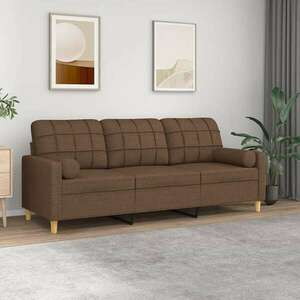 vidaXL 3 személyes barna szövet kanapé díszpárnákkal 180 cm kép