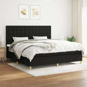vidaXL fekete szövet rugós ágy matraccal 200 x 200 cm kép