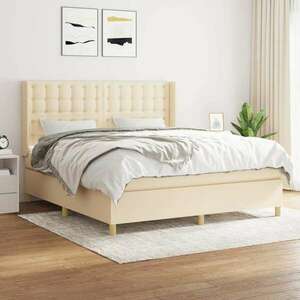 vidaXL krémszínű szövet rugós ágy matraccal 160 x 200 cm kép