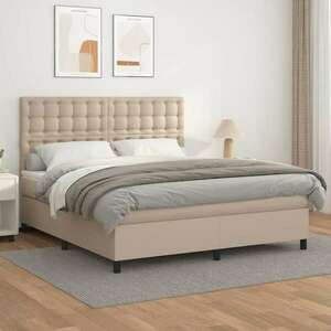 vidaXL cappuccino színű műbőr rugós ágy matraccal 160 x 200 cm kép