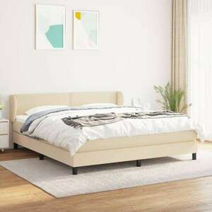 vidaXL krémszínű szövet rugós ágy matraccal 160 x 200 cm kép