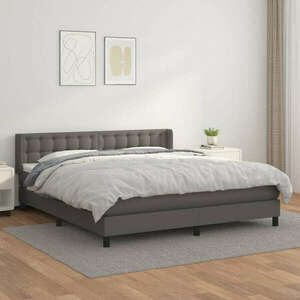 vidaXL szürke műbőr rugós ágy matraccal 180 x 200 cm kép
