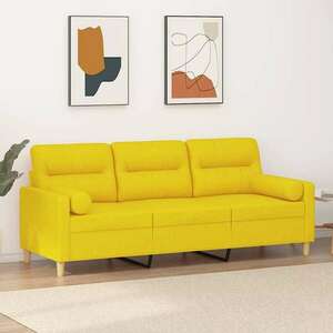 vidaXL 3 személyes világossárga szövet kanapé díszpárnákkal 180 cm kép