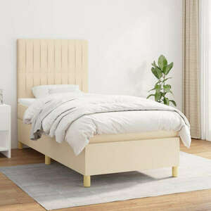 vidaXL krémszínű szövet rugós ágy matraccal 90 x 200 cm kép