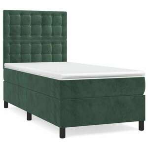 Sötétzöld bársony rugós ágy matraccal 90 x 200 cm kép