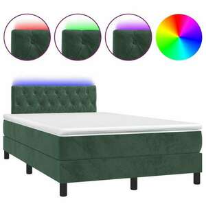 Sötétzöld bársony rugós és led-es ágy matraccal 120x200 cm kép