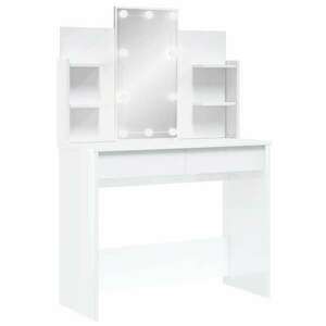 Magasfényű fehér fésülködőasztal led-del 96x40x142 cm kép