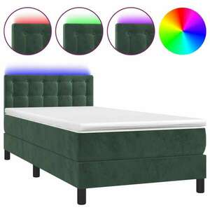Sötétzöld bársony rugós és led-es ágy matraccal 90x190 cm kép