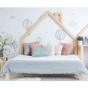 Natúr fenyő házikó ágy – Kéménnyel - Lili Mini kép