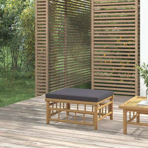 vidaXL bambusz kerti lábtartó sötétszürke párnával kép