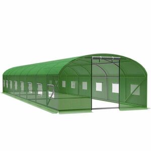 Kerti üvegház, alagút típusú fémkerettel, 400x1000cm, zöld, 40nm kép