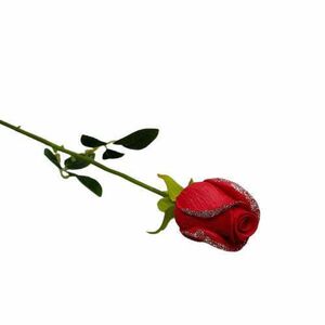 Ezüst csillámos piros szilikon rózsa kép