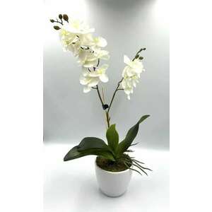 Orchidea művirág - fehér kaspóban kép