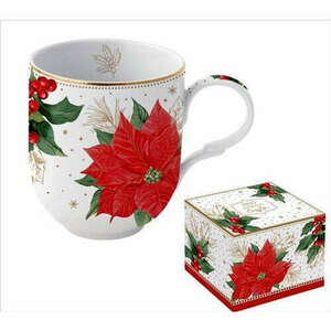 Porcelánbögre 350ml, dobozban, Poinsettia & Berries kép