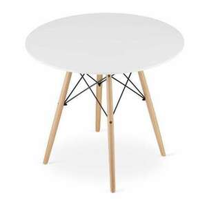Skandináv stílusú asztal, Artool, kerek, MDF és fa, fehér, 90x72... kép