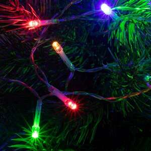Karácsonyi LED színes Fényfüzér átlátszó vezetékkel kép