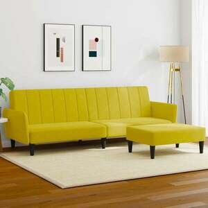 vidaXL 2 személyes sárga bársony kanapéágy lábtartóval kép